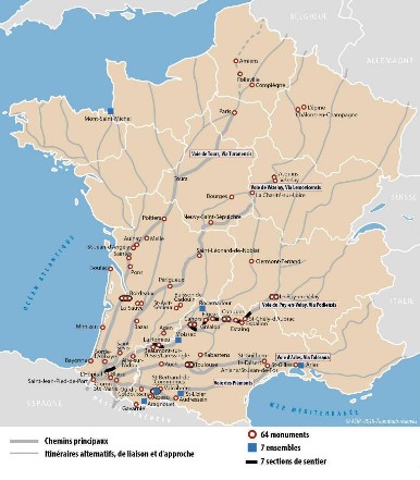 Carte des chemins de Saint-Jacques - Moissac Tarn et Garonne Occitanie Sud Ouest